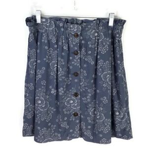 Madewell Stitch Fix Navy Floral Paper Bag Waist Button Front Mini Skirt Womens L